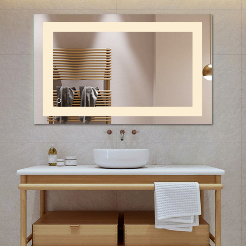 Orren Ellis Monaco Frameless Lighted Bathroom/Vanity Mirror & Reviews